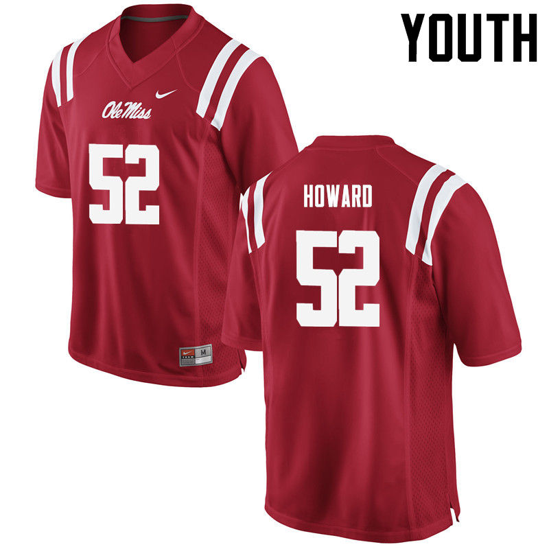 Youth Ole Miss Rebels #52 Michael Howard College Football Jerseys-Red